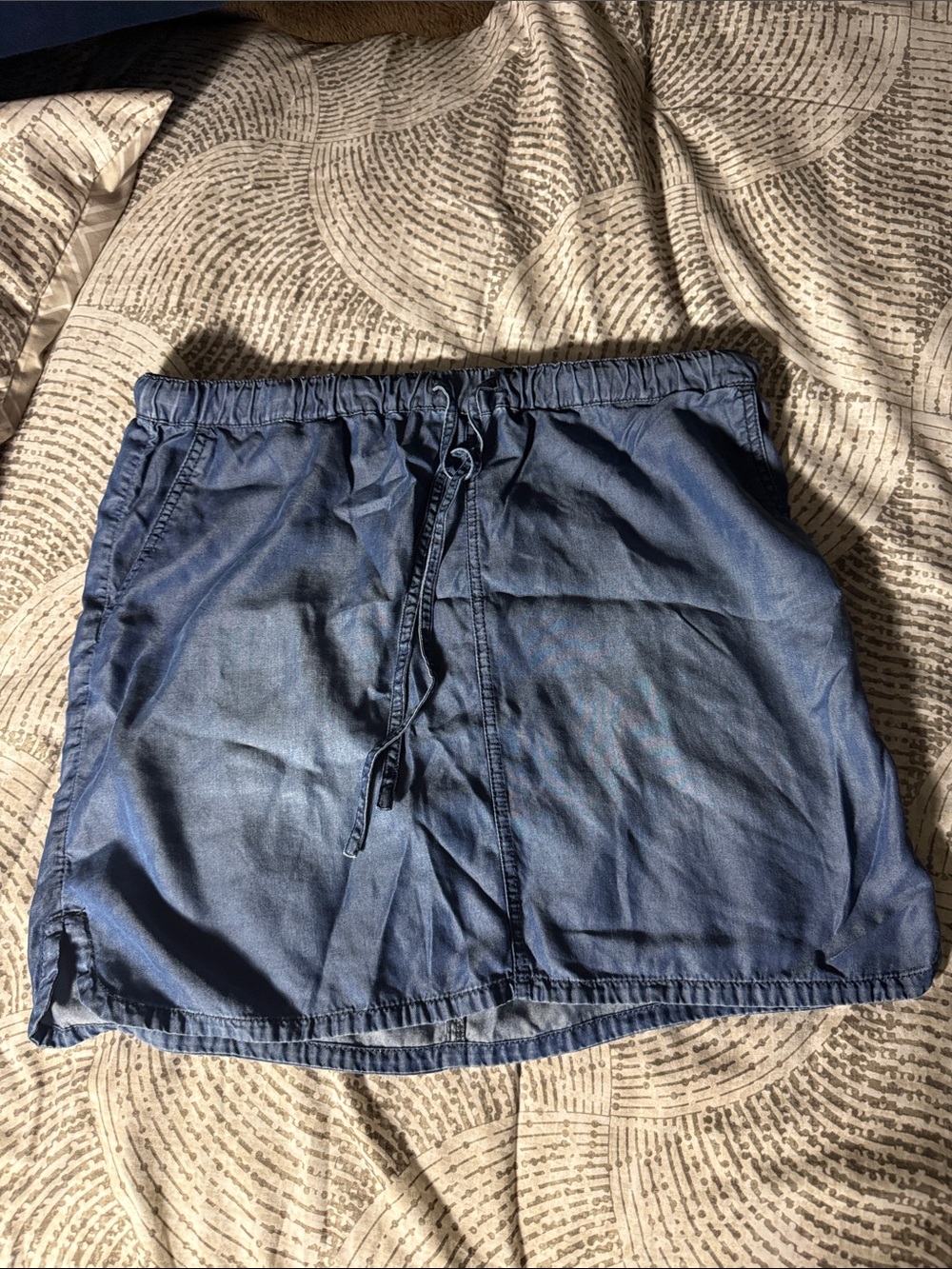 Caslon Light Blue Drawstring Chambray Skirt